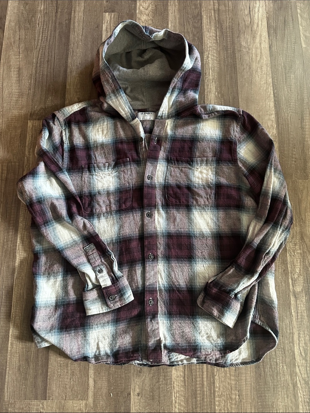 Men’s Old Navy Hooded Long Sleeve Flannel Shirt in size 2XL
